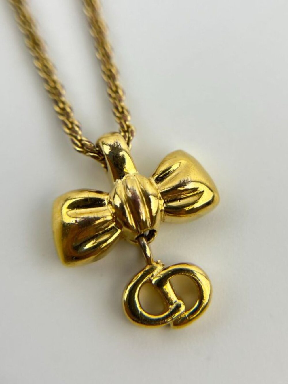 Dior Necklace Pendant Logo Gold Vintage - Picture 6 of 9